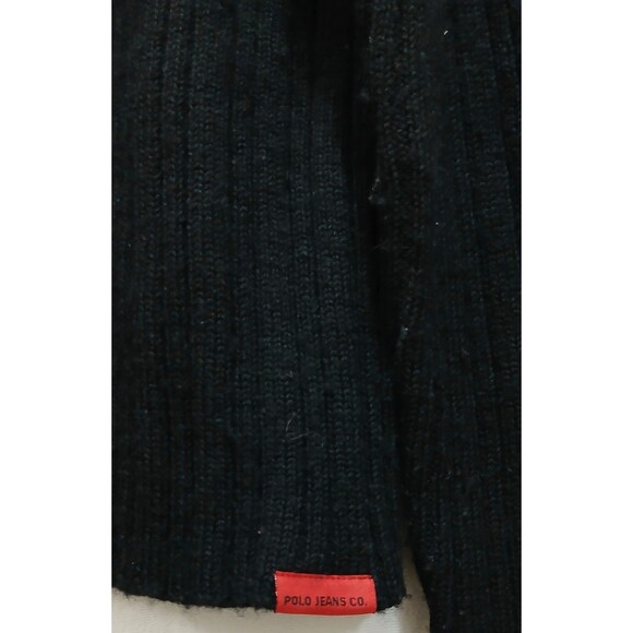 Vintage Polo Jeans Co Ralph Lauren Black Stripe Pullover Wool Sweater Large Y2K - Picture 4 of 7